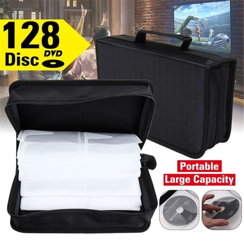128 Disc CD DVD VCD Case Storage Bag Organizer Holder Wallet with Carry Handle~ - Afbeelding 1 van 8