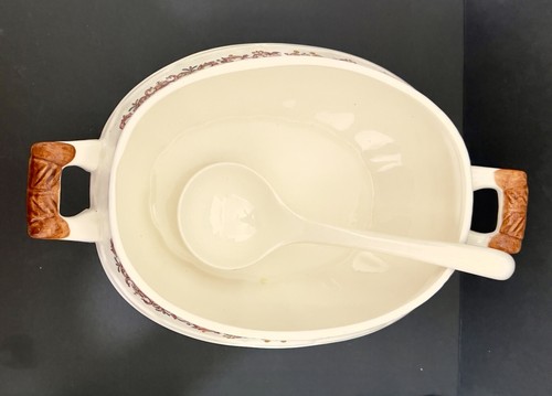 Porzellan Suppenterrine mit Deckel Servierkelle Ernte Obstkorb 13"lx8,25"w Japan - Bild 13 von 18