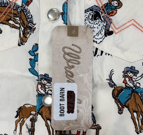 WRANGLER GIRLS L LONG SLEEVE COWGIRL BRONCO BUSTING WESTERN PEARL SNAP NWT - Picture 10 of 13