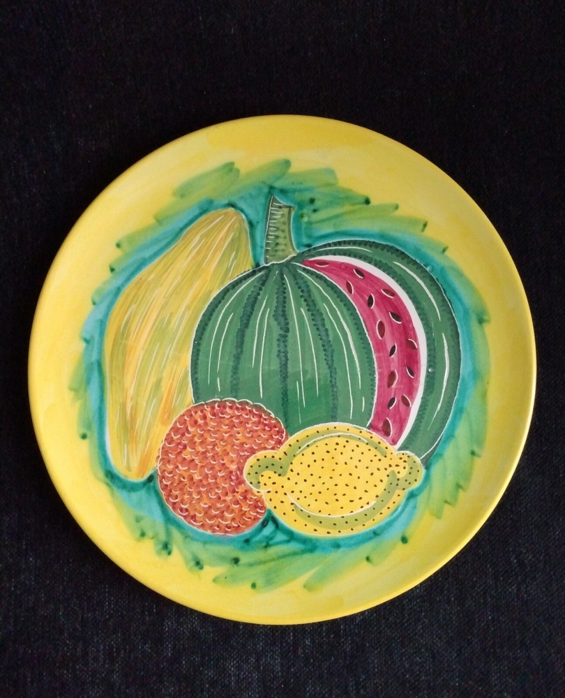 Hand Painted 14-inch Italian Watermelon Charger Plate with Fruit Design  