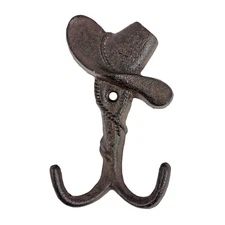 Western Hat Double Wall Hook Key Coat Towel Hanger Rustic Cast Iron 