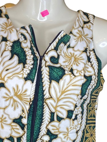 Royal Creations Hawaiian Tiki dress Aloha Zipper Hibiscus Fronds Made in Hawaii - Picture 6 of 9