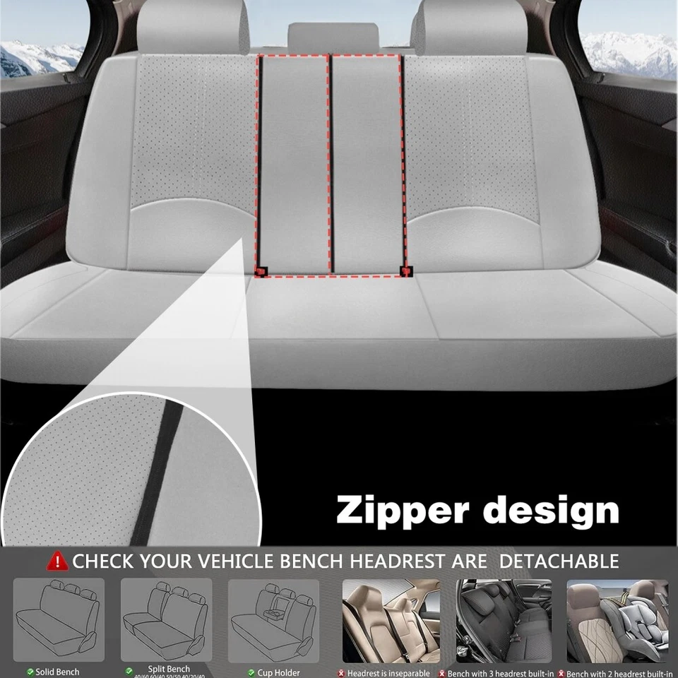 Juego completo de funda de asiento de auto de cuero PU para HONDA 5 asientos protector trasero delantero Foto 3 de 4