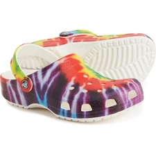 New Women's Crocs Classic Tie Dyed Clogs, Casual Shoes Size 6. Multi-Colors