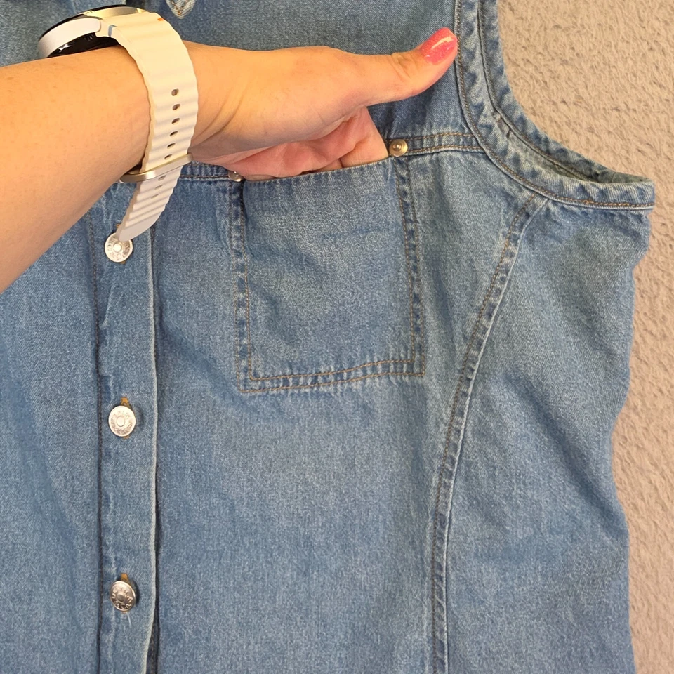 Vestido Denim Co Para Mujer L Azul Abotonado Y2K Denim Western Festival Cottagecore Foto 4 de 4