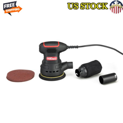 2.5 A Corded 5 In Orbital Sander Dust Bag Vacuum Adapter 3 Sanding Sheets NewV