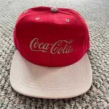 Vintage Coca Cola Hat Adult Red Cap Snapback Script Soda 80s Classic USA
