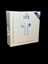 TWS-TRUE-WIRELESS-STEREO i12 EAR BUDS FOR AUTO PARING 5.0 WHITE New/SEALED