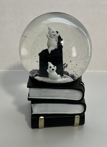 Halloween Decor Ghost Book Stack Flying Bats Glass Globe Resin Books New On Sale - Picture 4 of 19
