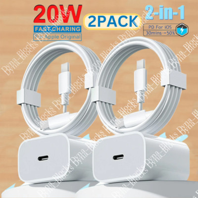For iPhone 11 12 13 14 Pro Max iPad Fast Charger 20W Cable Power Adapter Type C