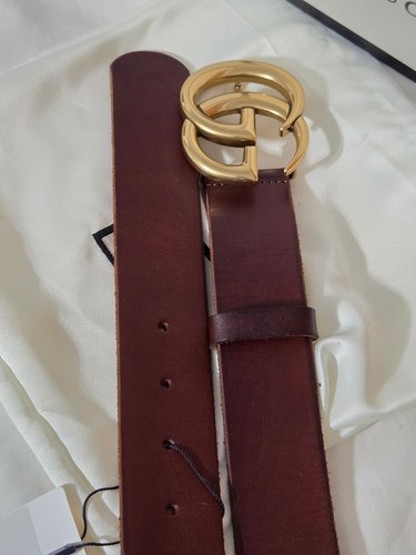 Authentic Unisex GUCCI Brown Leather Marmont Belt Gold GG sz 34/36 - Picture 17 of 19