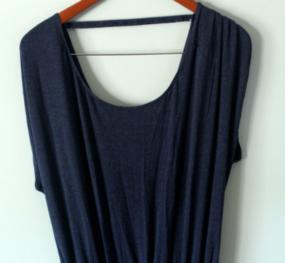 Max Studio SOFT Jumper Medium Tall Navy Blue Cotton Blend V Neck