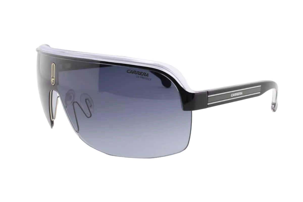 Carrera TOPCAR Mens Black White Sunglasses Wrap Sports Large Retro