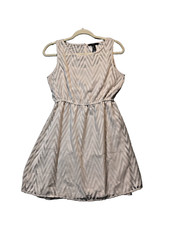 XXI Women Mini Dress S (4-6) Sleeveless Lined Button Close Casual Solid Beige 