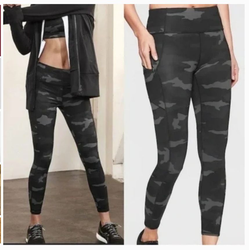 Athleta Camo Contender Leggings 7/8 Zip Pocket size S Gem