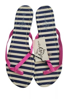 Sole Mates Flip Flops Size L 8/9 Blue White Pink