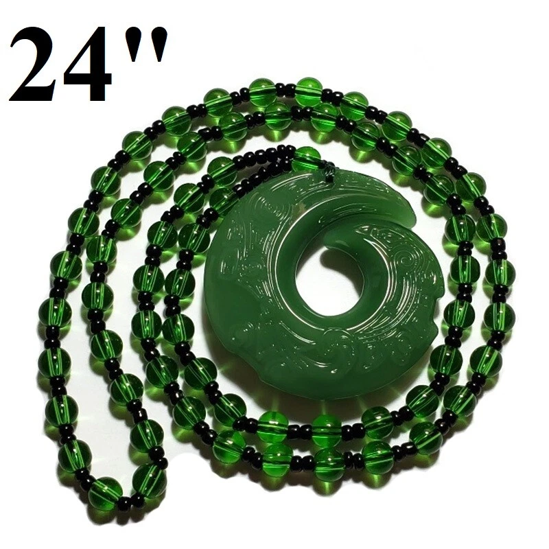 Collar colgante de garra de dragón de jade de 24" para hombre y mujer D935 Foto 4 de 4