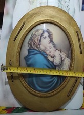 Quadro stampa vintage madonna con bambino cornice in legno 