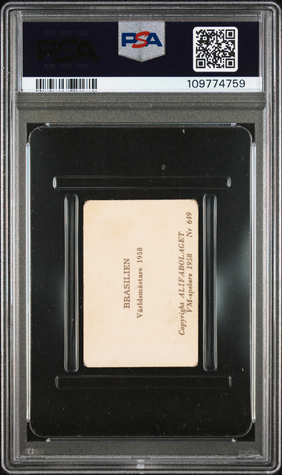 1958 ALIFABOLAGET #649 BRASILIEN BRAZIL BRASIL TEAM W/ PELE RC ROOKIE CARD PSA 2 view 2