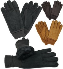 Men's Heavy Duty Fleece Lined Faux Suede Warm and Thick Winter Gloves