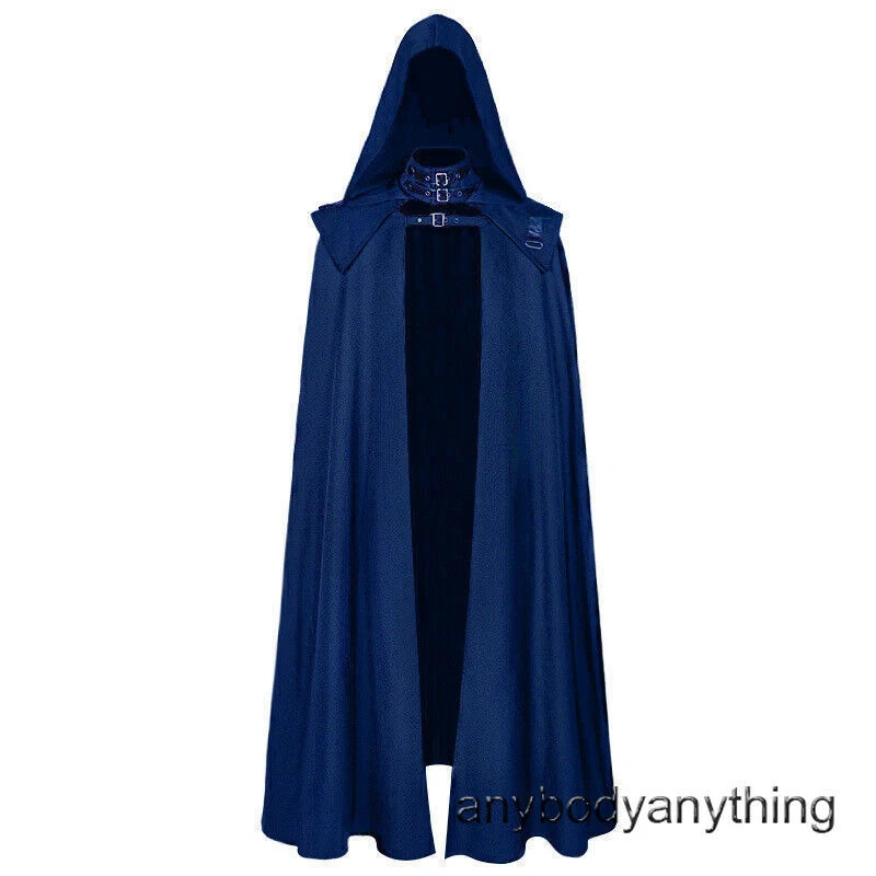 Mens Wizard Halloween Robe Cosplay Costume Medieval Gothic Hooded - Image 2 of 4
