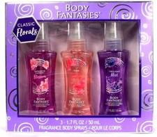 1 Body Fantasies Classic Florals Boxed Gift Set Fragrance Body Sprays 3Ct 1.7oz