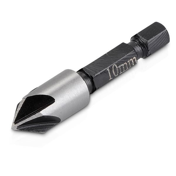 Hex shank quick-release Countersink for wood 10mm diameter, 5 flutes, 45mm long