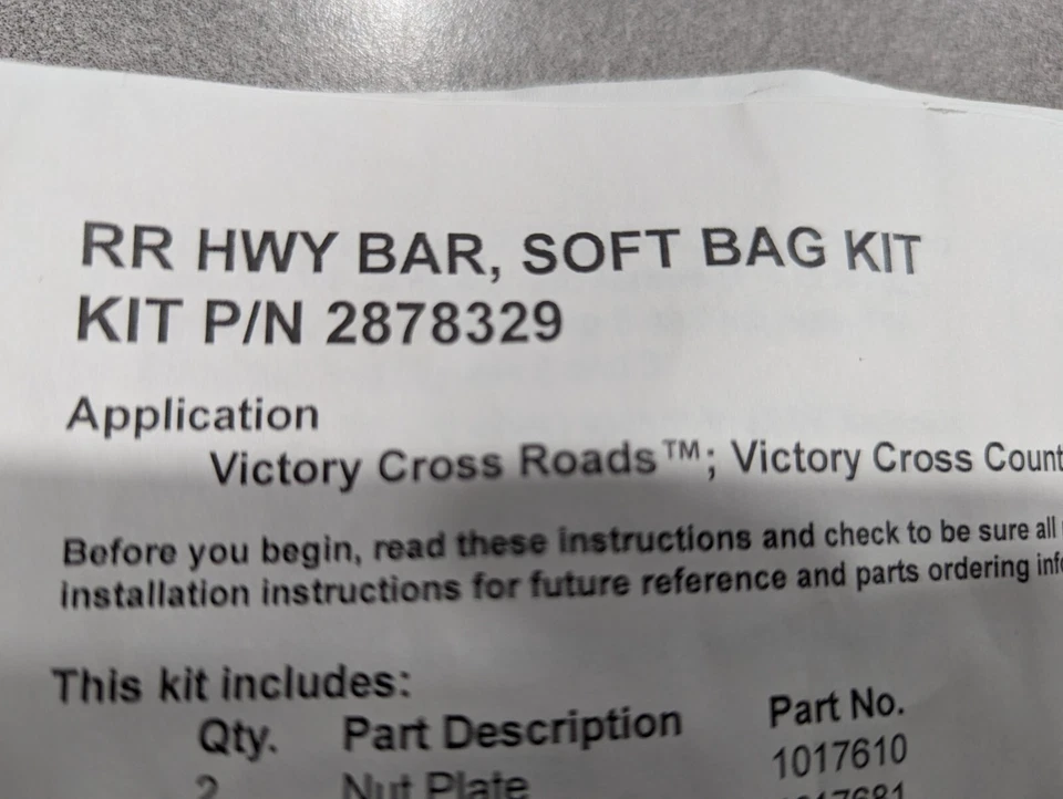 Barra trasera derecha Victory CR + CC 2878329. Lado derecho solo incluye instrucciones Foto 4 de 4