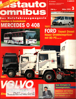 Zeitschrift Lastauto Omnibus #3 von 1992 Mercedes O 408 Volvo F12 F16 Ford Trans