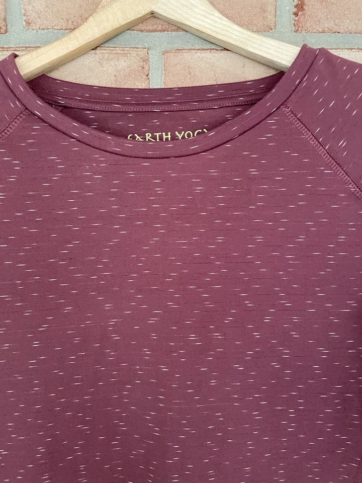 EARTH YOGA Wine Long Sleeve Organic Long Sleeve Top Size Large - Image 3 of 4