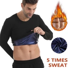 Mens Sauna Shirt Sweat Suit Compression Body Shaper Workout Tank Tops Sports US