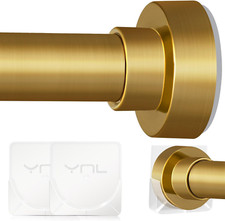 Adjustable Tension Shower Curtain Rod 34-120" Brushed Gold, No Drill