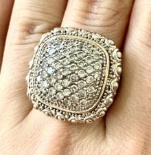 925 Sterling Silver Cz Cluester Statement Ring Sz 6.5