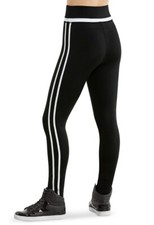 BALERA DANCE Womens Small Yoga SA Black White Double Stripe Leggings Hip Hop