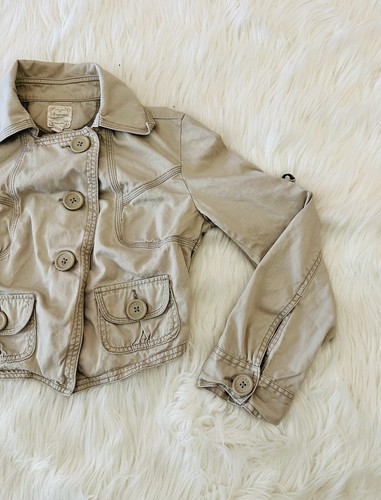 GIACCA BLAZER AEROPOSTALE KAKI TAGLIATO TAGLIA SMALL Y2K - Foto 2 di 14