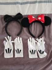Two Kids Sized Minnie Mouse Headbands With Gloves Sets
