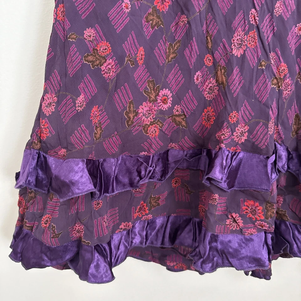 Maxi Falda April Cornell Púrpura con Niveles Dobladillo con Volantes Artística Capricho M Forrado Foto 2 de 4