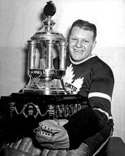 Turk Broda Toronto Maple Leafs 8x10 Photo with Vezina Trophy