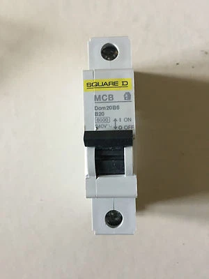 SQUARE D (SCHNEIDER ELECTRIC) Square D DOM 20B6B20 20A SP Type B Curve MCB 240V