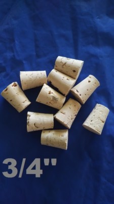 CORK stopper plug round tapered style crafts fishing lab wine all natural *3/4*