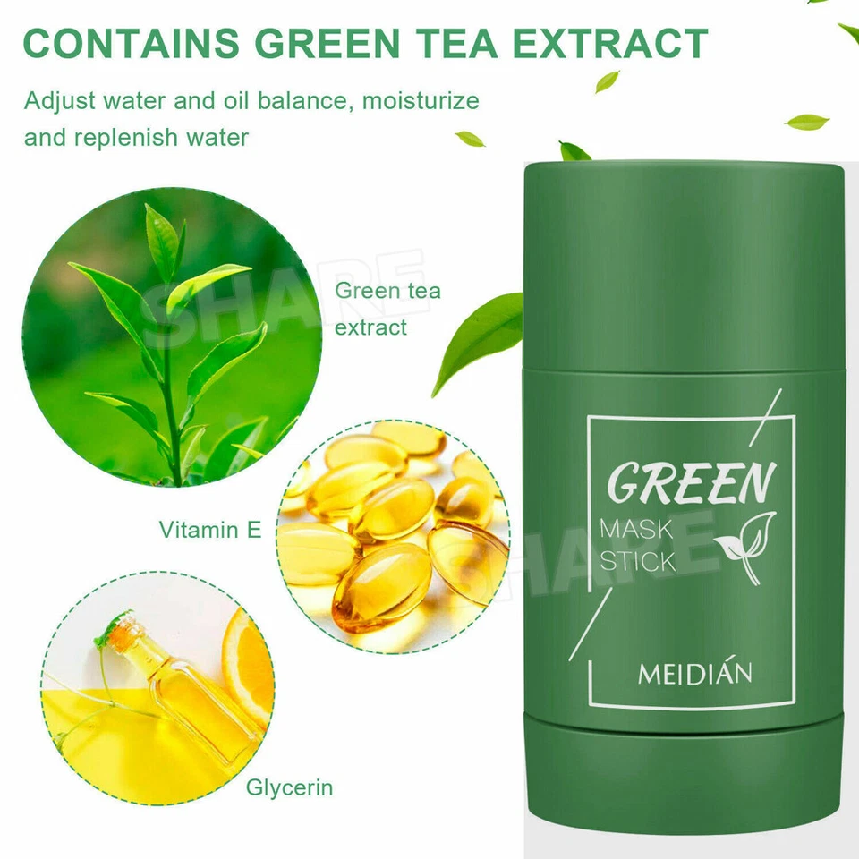 Green Tea Cleansing Mask Facial Stick Oil Acne Control Blackhead Deep Clean Pore - image 3 of 4