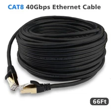 Extra-Long Cords, 50/66/75/100FT Cat 8 7 6 6a 5 5e Ethernet LAN Patch Cable