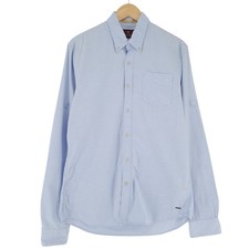 Scotch Soda Men Button-Down Shirt Blue Cotton Regular Fit L Long Sleeve