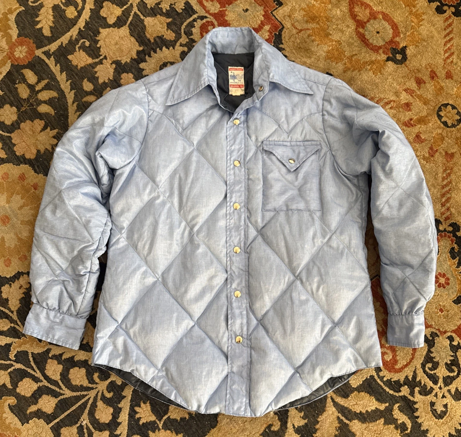 VINTAGE Frostline Kit Blue Goose Down Puffer Jacket Shirt Parka Mens Medium image 1
