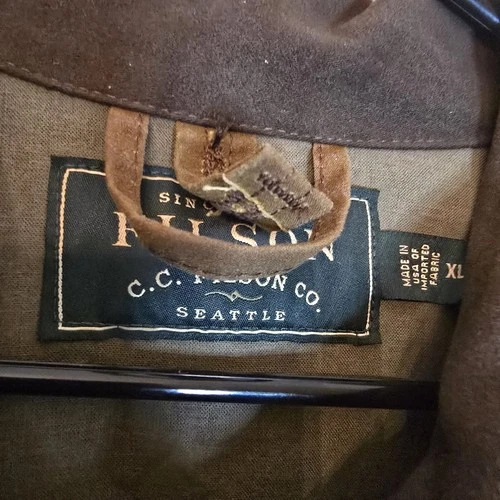 Vintage Filson Cover Cloth Mile Marker Coat XL Brown Waxed Jacket Made In USA image 2