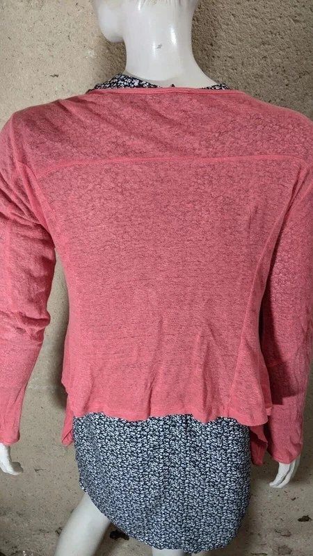Et Compagnie Taille 40 Superbe gilet rose femme en lin - Photo 3/4