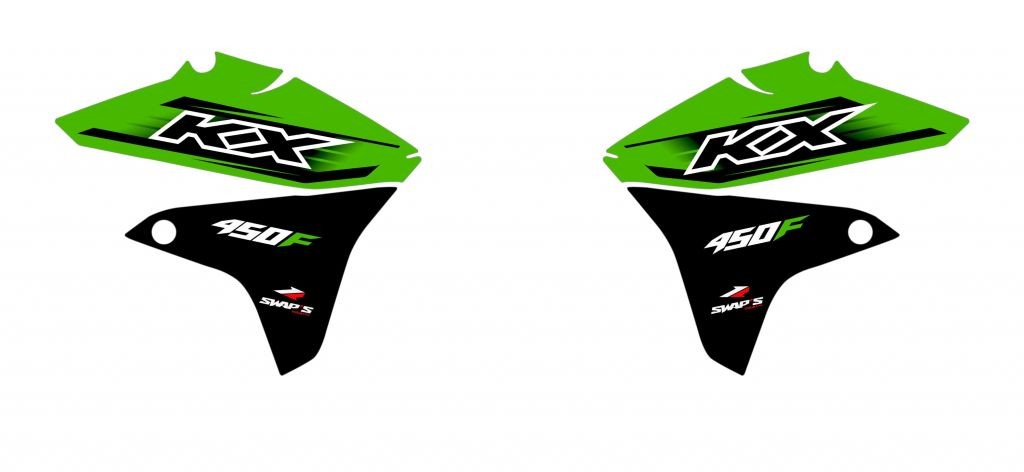 Kit déco KAWASAKI KX-F 450 vert pour remplacer les stickers rayés par la boue