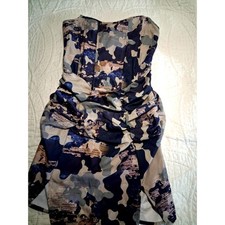 PrettyLittleThing Multi Camo Print Corset Ruched Bodycon Dress - Size 4