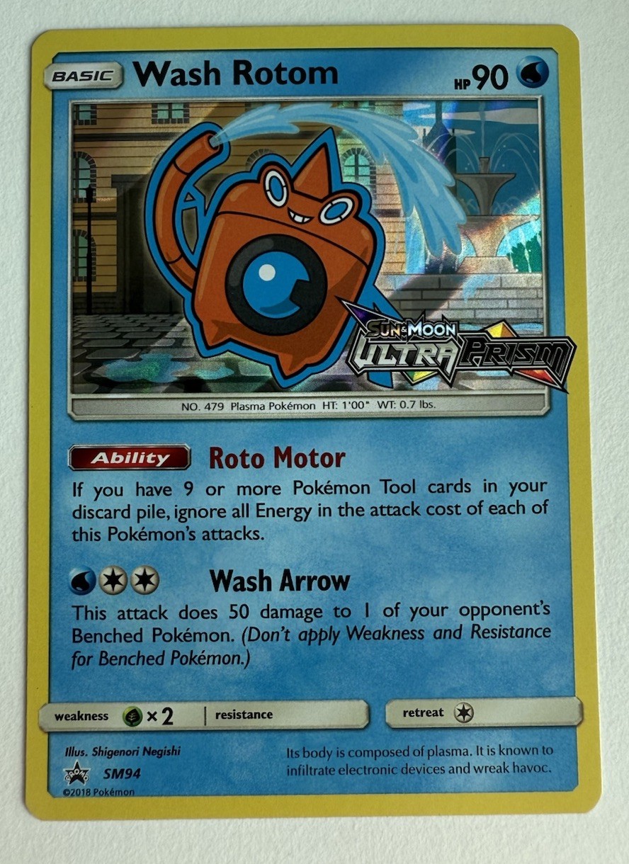 NM! Wash Rotom SM94 Holo Black Star Promo Pokemon Card Ultra Prism PreRelease