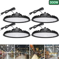 4 Pack 300W UFO Led High Bay Light Shop Commercial Warehouse Industrial Factory